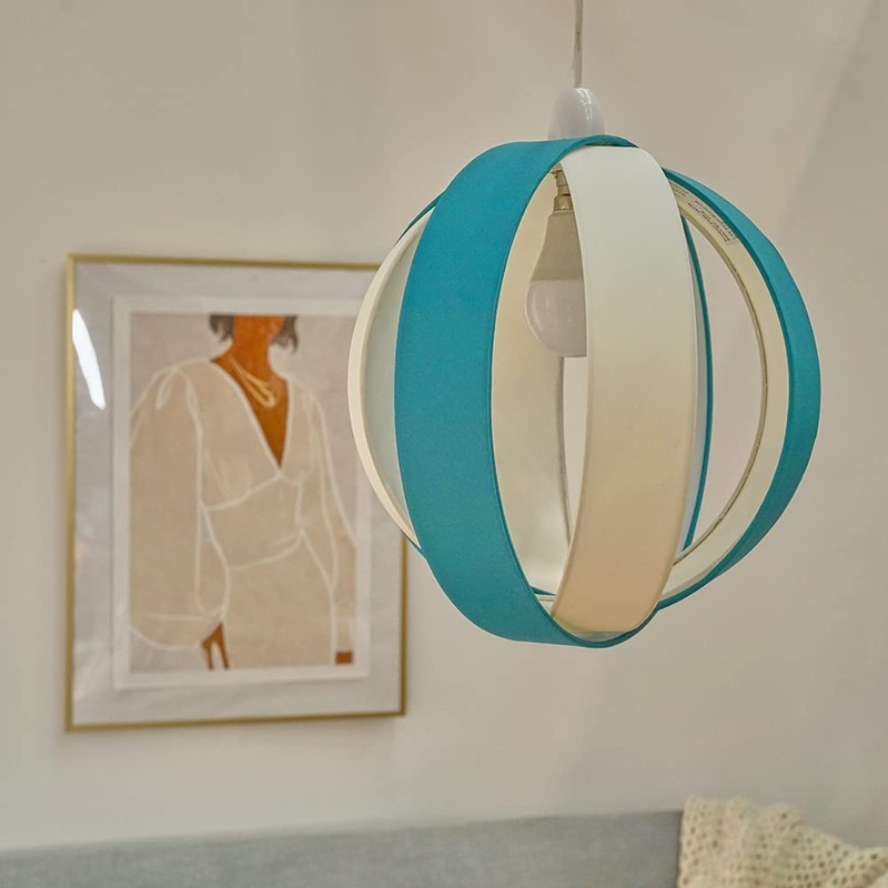 MiniSun | Modern Turquoise/Teal and Cream Fabric Cocoon Style Ceiling