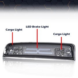 PIT66 LED Bar 3rd Brake Light, Compatible with 2009-2017 Dodge Ram 1500 2500 3500 X Type High Mount Stop Light Rear Tail Cargo Lamps Smoked Lens Chrome Housing