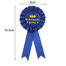 Birthday King Award Ribbon,Blue Satin Fabric Birthday Men Tinplate Badge Pin,Happy Birthday Boy Party Button Pins,Happy Birthday Party Accessory Brooch Pins (Blue)