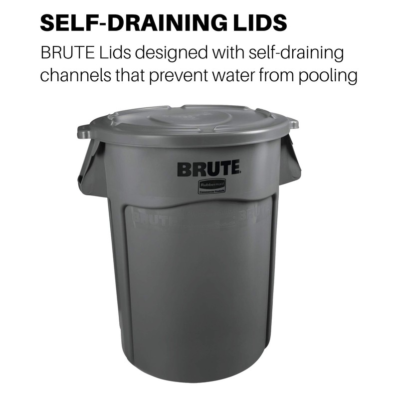Rubbermaid Commercial FG263100YEL BRUTE Heavy-Duty Round Waste/Utility Container, 32-gallon Lid,