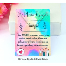 Only faith Halskette für Damen mit Namen, personalisierbar, Edelstahl, mit Geschenkkarte, originelles Geschenk, Andenken, Name, Papa, Opa, Freund, Sohn, Pequeño, Edelstahl, Kein Edelstein