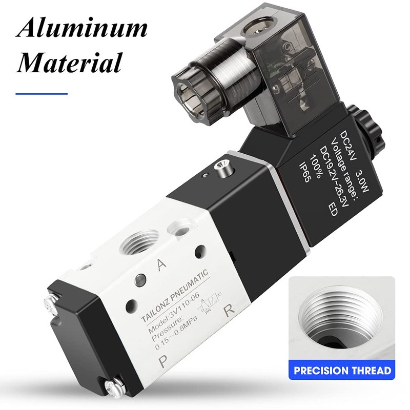 TAILONZ PNEUMATIC 1/8"NPT Solenoid Valve 3V110-06 DC24V Single Coil Pilot-Operated