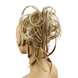 CAISHA XXL Scrunchie Messy Bun Hairpiece Braided Updo Slightly Wavy Voluminous Light Brown Blonde Mix G21D
