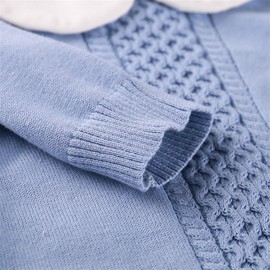 Baby & Little Boy Girl Sweet Long Sleeve Peter Pan Collar Knit Sweater Romper Outfit Clothes Twin Baby Clothing Jumpsuit Boutique 0-18M