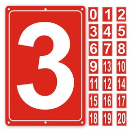 Numbered Sign 3, Aluminum Number Signs for Tennis Court, 12x8 inches Signage for Parking Lots and Public Spaces, Weatherproof and Easy to Install Metal Signs