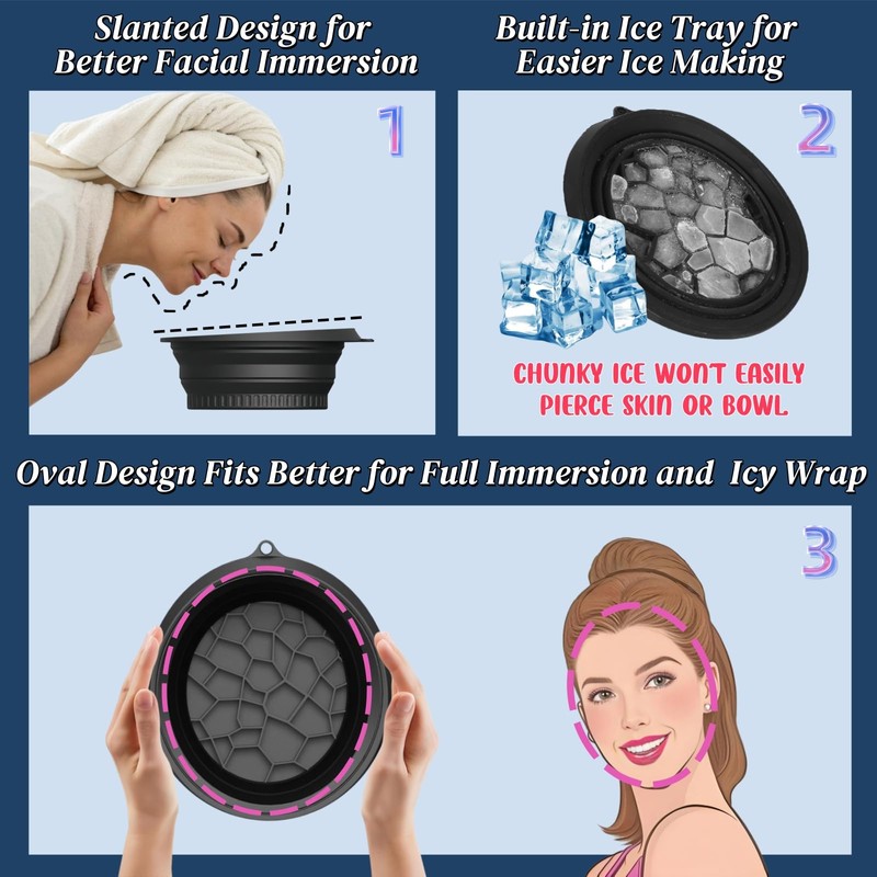 Face Bowl for Ice Bath, Portable ice face Bowl for