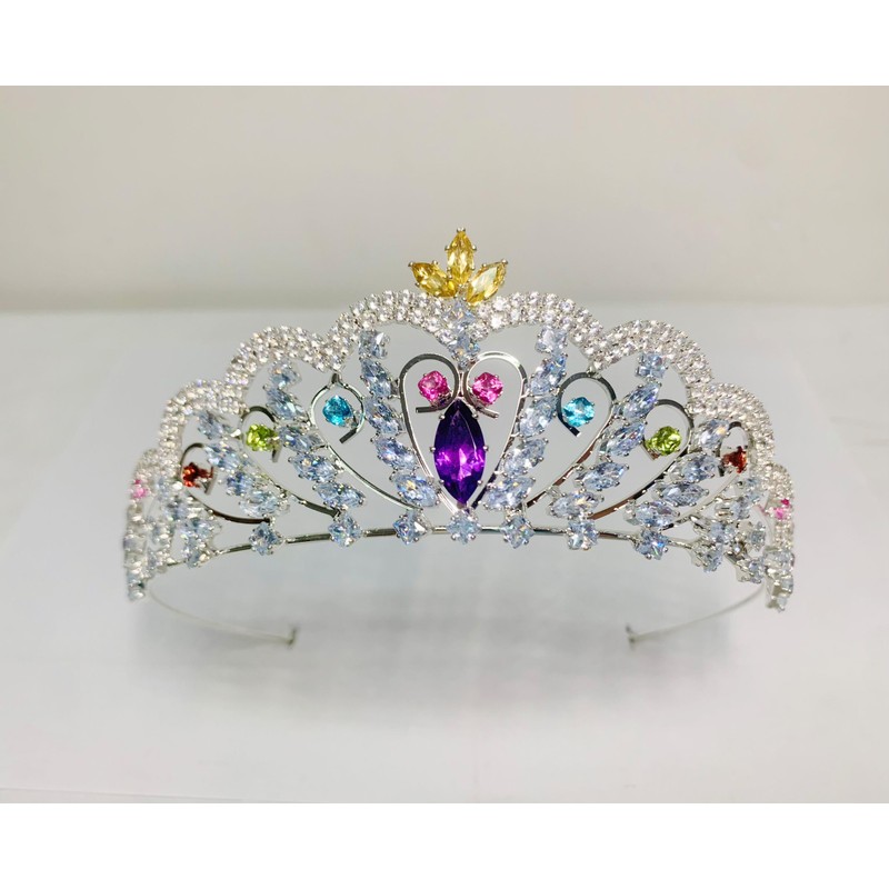 ZECAA Crystal Princess Tiara Crown For Woman, Multi-Gemstone Tiara Crown