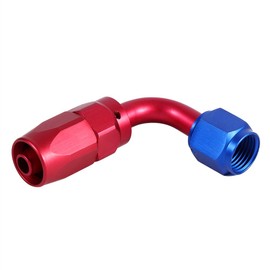 BOROCO AN6 Racing Oil/Fuel Line Hose End, Swivel Male Fitting Adapter Blue Red Color 90 Degree