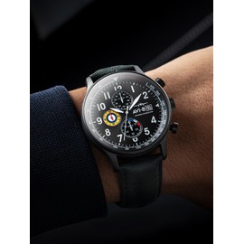 AVI-8 Men's 42mm Hawker Hurricane Classic Chronograph Military Green Watch with Leather Strap AV-4011-0D