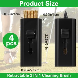 Shimmeroo 4Pcs Retractable Golf Club Brushes Groove Cleaner,Black Portable Golf Groove Cleaner Double Head Type,Pocket Size