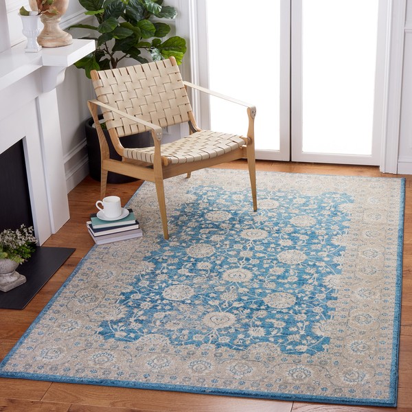 SAFAVIEH Sofia Collection 3' x 5' Blue/Beige SOF330M Boho Tribal