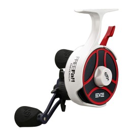 13 FISHING - Freefall Ghost Maverick - Inline Ice Fishing Reel - Red, White & Blue Color - Left Hand Retrieve - BBFFGWUSA-2.5-LH
