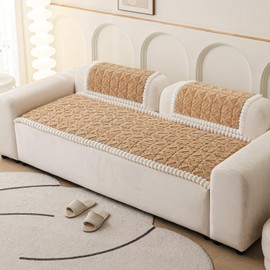 PJLZJFBY Non Slip Couch Arm Covers,Soft Recliner Backrest Cover Washable,Thick Fuzzy Armrest Covers for Sofa,Armchair Arm Rest Slipcovers Couch Protector(1PC,Light Brown,27.6"x27.6")