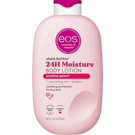 Eos Loción Corporal Shea Better - Jasmine Peach Hidratación 24H, Ligera y No Grasosa Hecha con Karité Natural Vegana 16 Onzas Líquidas