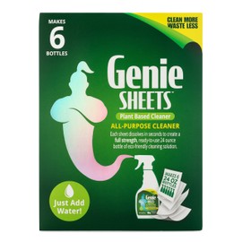 Genie Sheets All Purpose Cleaner | Concentrate Makes 6 24oz Refills | Professional-Strength | Just Add Water | Sustainable Eco-Friendly Plant-Based Solution | 6 Sheets