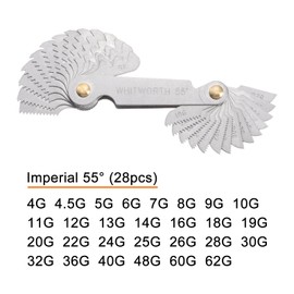 sourcing map British Whitworth 4G-62G Screw Thread Pitch Gauge Tool Pitch Cutting Gauge Caliper Gauges Measuring Tool for Industrial Measurement