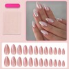 Almond Press on Nails Pink Chrome Fake Nails Glossy Pearl