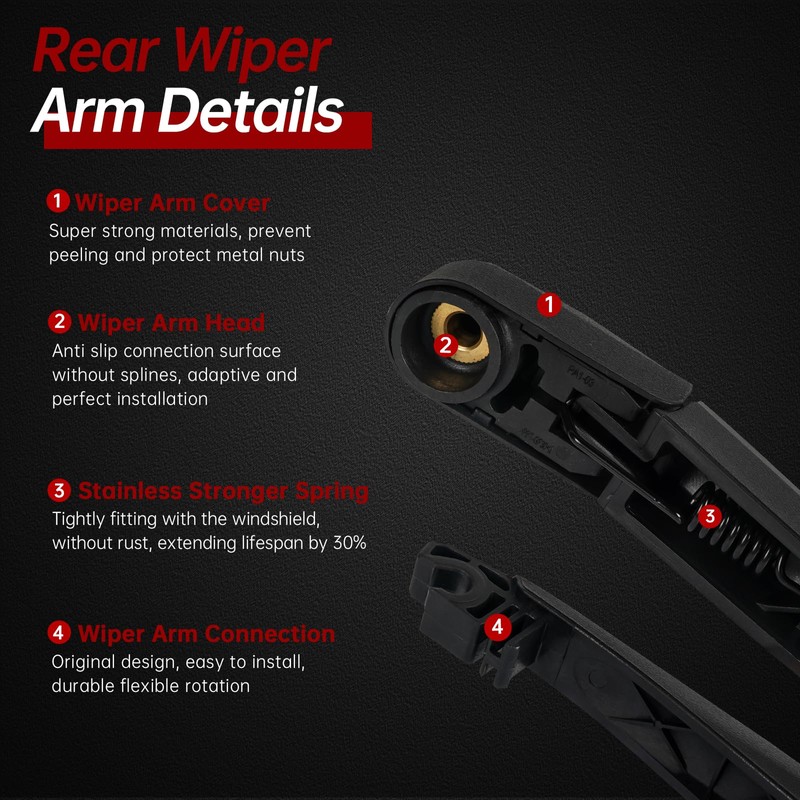 OTUAYAUTO Rear Windshield Wiper Arm Blade Set - Replacement for