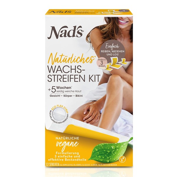 Nad's Cold Wax Strip Set Women - Natural Hair Removal for Face and Body, All Skin Types