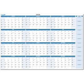2026 Horizontal Sky Blue Wet & Dry-Erasable Wall Calendar 36" tall x 56" wide with next year planning area. Complete with marker and eraser