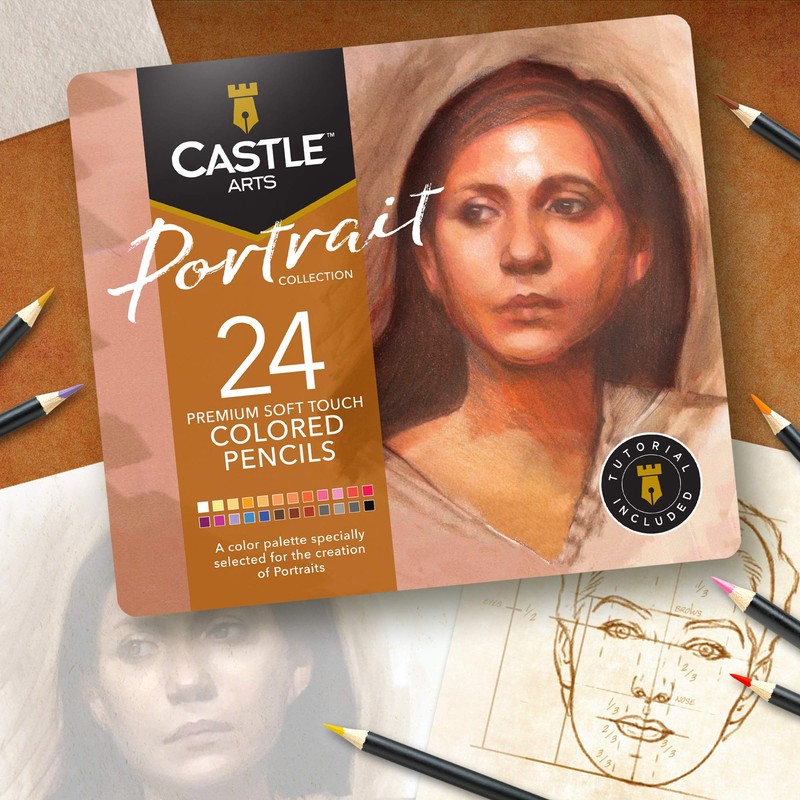 Castle Arts Themed 24 Coloured Pencil Set in Tin Box,