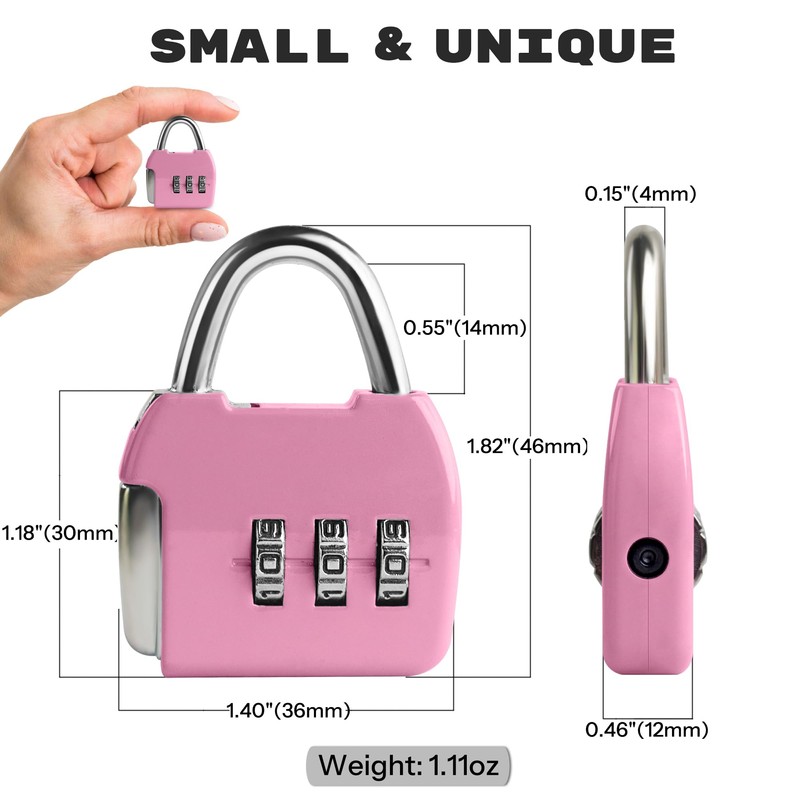 UP Security Small Combo Lock, 3 Digit Padlock Combination, Travel