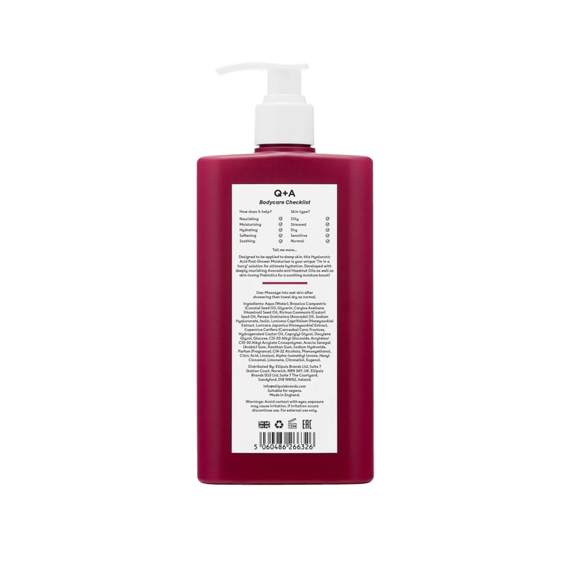 Q+A Hyaluronic acid moisturiser after showering, developed for use on