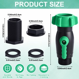 Innconee 3 Sets Rain Barrel Spigot Kit 3/4" High Flow Water Barrel Faucet 3/4 NPS Inlet x 3/4 GHT Outlet Bulkhead Plastic Spigot for Downspout Container Rainwater Collection(180 Degree Valve)