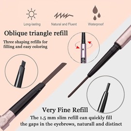Mihqy 2 PCS Eyebrow Pencil with Brow Brush, Dual Ended Eyebrow Pen, Automatic Makeup Cosmetic Tool（Black)