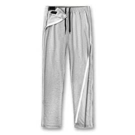 Unisex Tearaway Pants with 2 Side Zippers Snaps for Post Surgery Men Breakaway Pant Full Open Down Cotton Rip Off Sweatpants for Hip Replacement Light Grey M