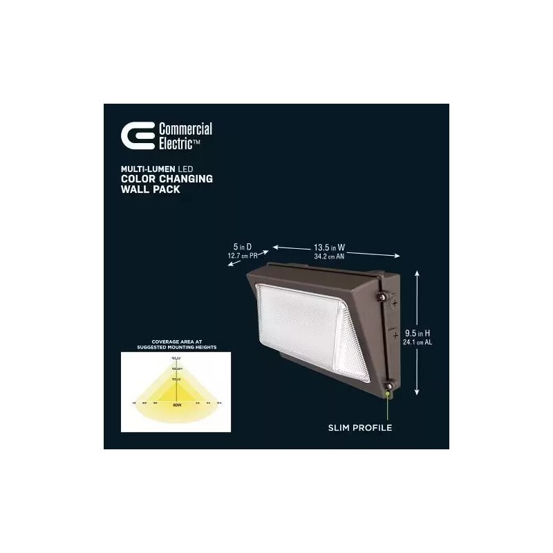 Commercial Electric Multi-Lumen LED Color Changing Wall Pack - Bronze