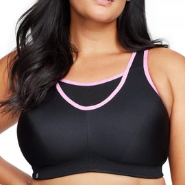 Glamorise Women's Full Figure Glamorise No Bounce Cami Sport Bra, Black/Pink, 50F