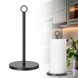 Holder-Countertop-Dispenser Kitchen Roll Holder - Free Standing Kitchen Towel Holder Stand for Kitchen Rolls, Non-Slip Black Paper Towel Holder, Fits Most Size Paper Rolls