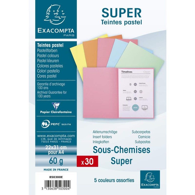 Exacompta - Ref 850300E - Super Square Cut Folders -