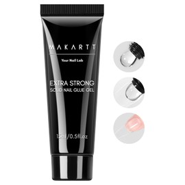 Makartt Makartt Solid Nail Glue Gel for Press On Nails: Gel Nail Glue for Nail Tips Long-Lasting Super Strong Nail Glue for Acrylic Nails Clear 3D Nail Gel for Nail Art Home Salon UV Nail Lamp Cured 15ML
