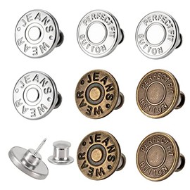 8 Sets of 17 mm Pants Button Jean Buttons Pins for Loose Jeans, Adjustable Button for Jeans, Reusable and Adjustable Metal Pants Button Tightener