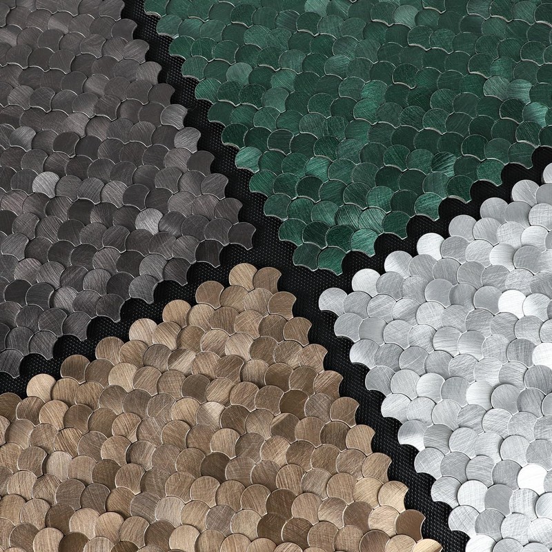 Green Peel and Stick Backsplash Fish Scale Tile, Self Adhesive