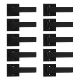 Probrico 10 Pack Dummy Door Lever,Single Sided Door Handle for Closets French Doors,Interior Square Non-Turning Doorknob Set with Black Finish,Easy Installation Pull Lever