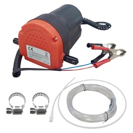 Oil Change Pump Extractor, 12V 60W Fluid Transfer Pump, Oil/Diesel Pump Extractor with Hose, Scavenge Suction Transfer Pump Changer for Car, Truck, Boat, Motorcycle, RV, ATV (Red)