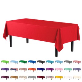 4-Pack Red Plastic Table Cloth - 54In. x 108In. Disposable Tablecloth for Parties - Rectangle Tablecloth - Disposable Table Cloths for Parties - Plastic Table Cover for Picnics - Exquisite