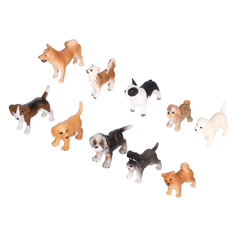 10PCS Mini Dog Figurines Toy Set Hand Painted Plastic Simulation