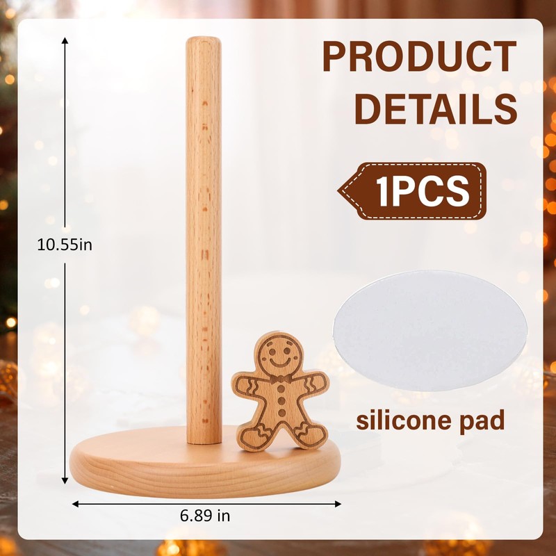 BrightRow Christmas Farmhouse Paper Towel Holder Wooden Decorative Paper Towel