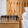 MinBoo Acacia Wood Belt Organizer Box,6 Grids Belt Rack for