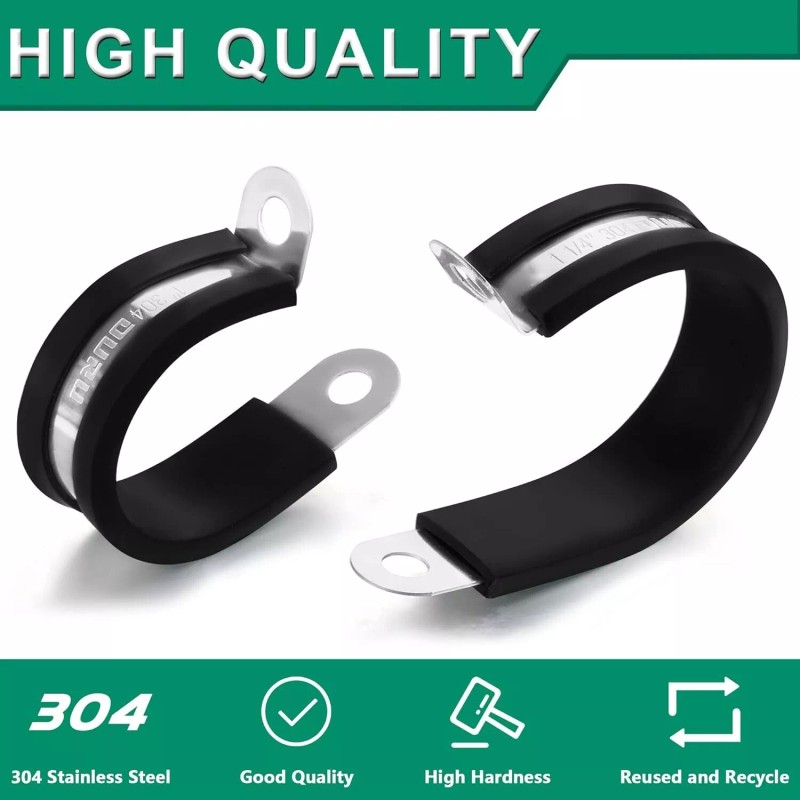 OURU 30Pcs 1/2 Inch Stainless Steel Cable Clamps,Rubber Coated Cushioned