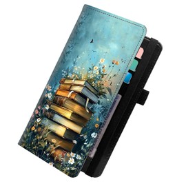 KUJKBFWJ Garden Book Aesthetic Vegan Leather Checkbook Cover - Slim RFID Blocking Wallet for Side-Tear or Duplicate Checks, Personal Finance Organizer, Elegant Gift Idea