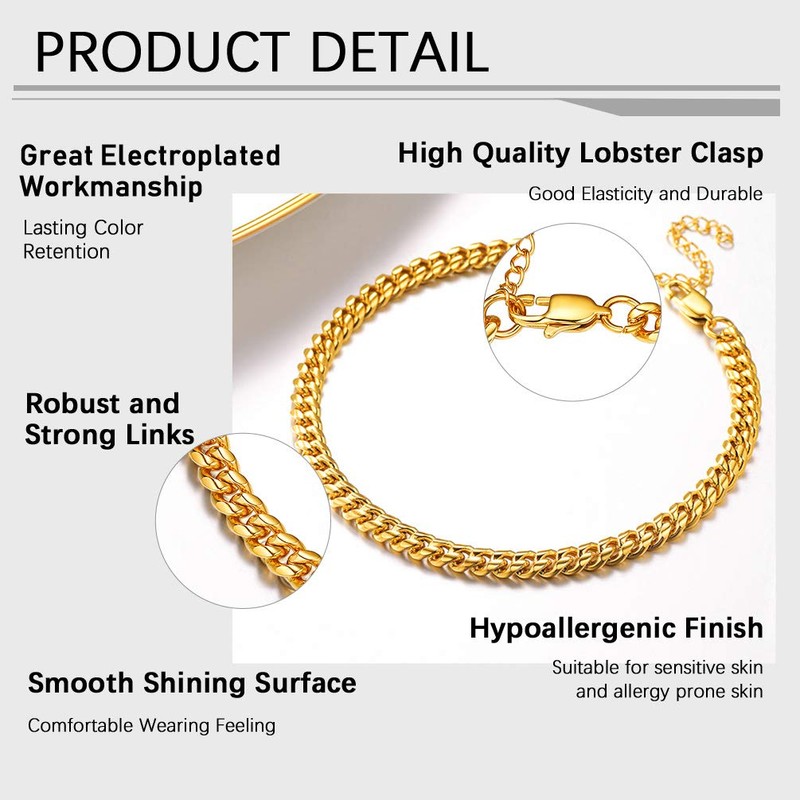 PROSTEEL Unisex Classic Anklet Stainless Steel / 18K Gold Plated