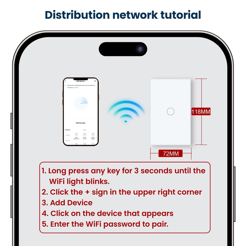 LOUYSGEN Zigbee Smart Switch 118X72X34MM,Need Zigbee Hub and Neutral Wire,2.4GHz