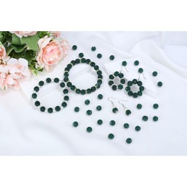 LAIDANLA 120pcs 10mm Dark Green Rhinestone Beads Baseball Beads for Crafting, Shiny Round Shamballa Disco Beads, Sparkle Crystal Clay Bead Bulk for Bracelet Necklace Making