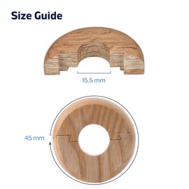 Wooden Radiator Pipe Collars | Radiator Cover Oak for 15mm Pipes | Pack of 2 Easy Split Pipe Collars | Wood Pipe Cover to Hide Radiator Pipes Base