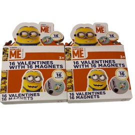 Illumination Despicable Me Valentines with magnets. (Lot of 2, 32 Total Magnets).